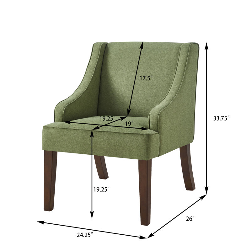 Fauteuil rembourré de style Mid-Century avec pieds en bois massif