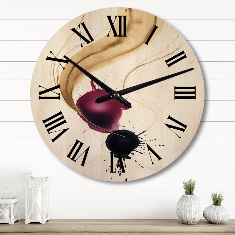 Horloge murale en bois massif Anaelise, Grand