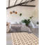 Tapis beige / gris en laine tissé à plat à la main à motif géométrique