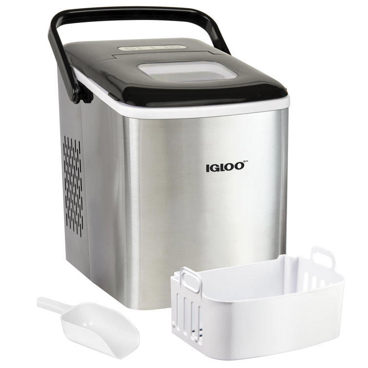  Igloo Automatic Ice Maker, Self- Cleaning, Countertop Size, 26  Pounds in 24 Hours, Cubes 7 Minutes, LED Control Panel, Scoop Included,  Perfect for Water Bottles, Mixed Drinks, Stainless Steel : Appliances