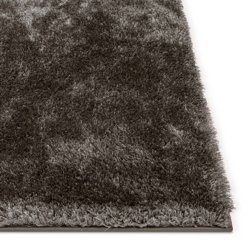 Feather Modern Solid Shag Black Area Rug, Rectangle 7'10" x 9'10"