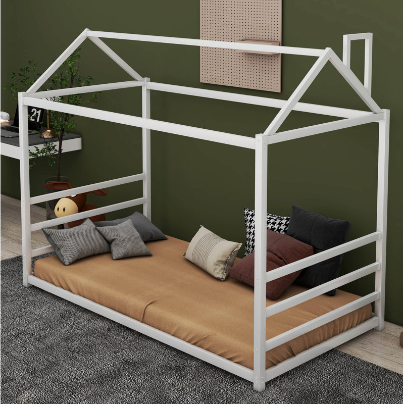 Lit plateforme avec toit House, Blanc