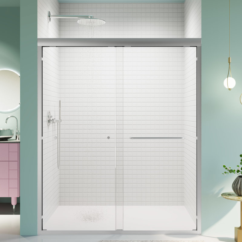 Porte de douche semi-semi, matériaux en verre coulissant double de 1/4 po d'épaisseur, durabilité exceptionnelle