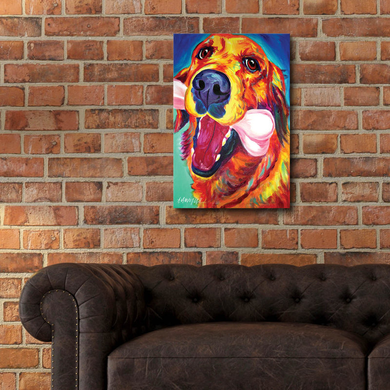 «Golden - My Favorite Bone» par Dawg Painter, H 24 po x l 16 po x P 0,2 po