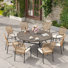 Ensemble de salle à manger d'extérieur 9 pièces pour terrasse avec fauteuil en rotin 9 pièces