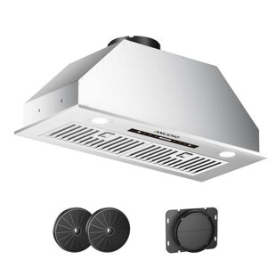 30 in. 900 CFM Convertible Ducted To Ductless Insert Range Hood In Stainless Steel With LED Light And Charcoal Filter, Touch Control