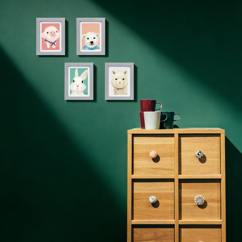 Cadres 5 x 7 en bois massif avec plexiglas, paquet de 4 pour table ou présentoir mural, avec tapis pour photos 4 x 6