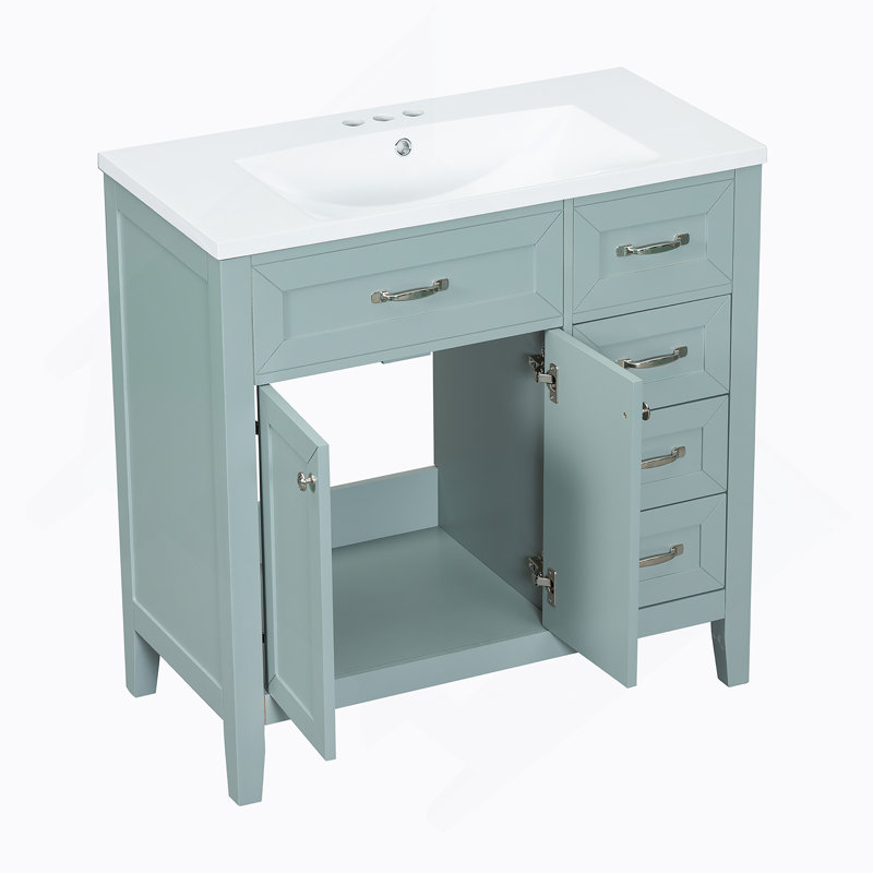 Armoire de salle de bain 36 po avec lavabo et tiroir 36 po, Vert