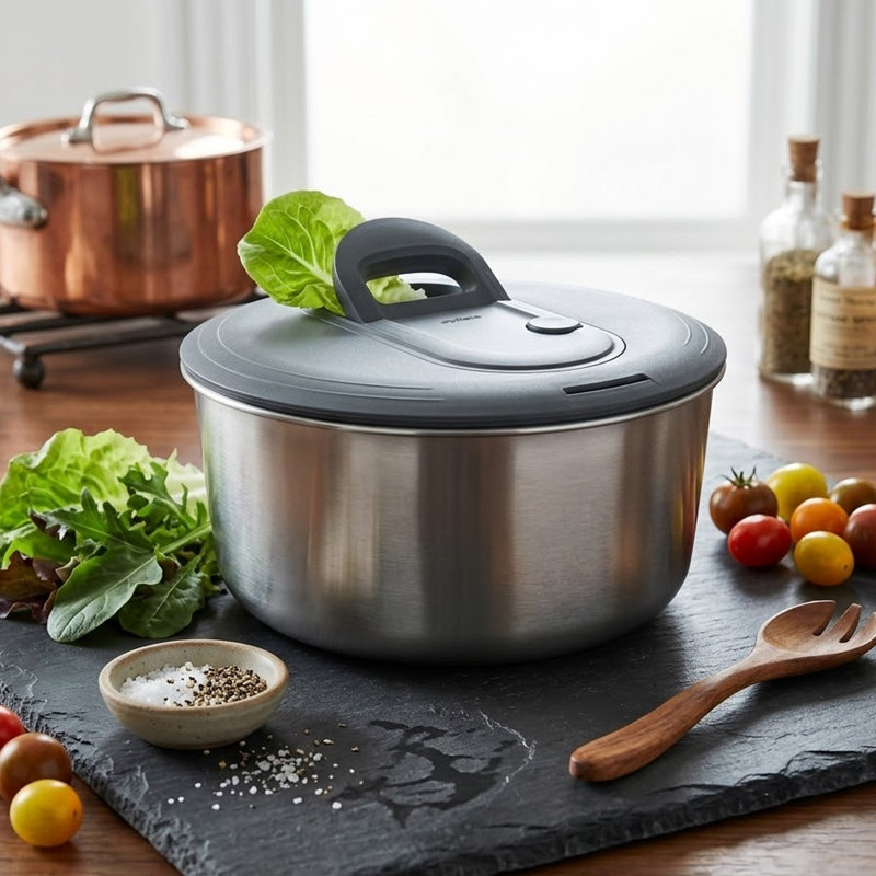 Zyliss Stainless Steel Salad Spinner, 23.3cm H x 13cm W