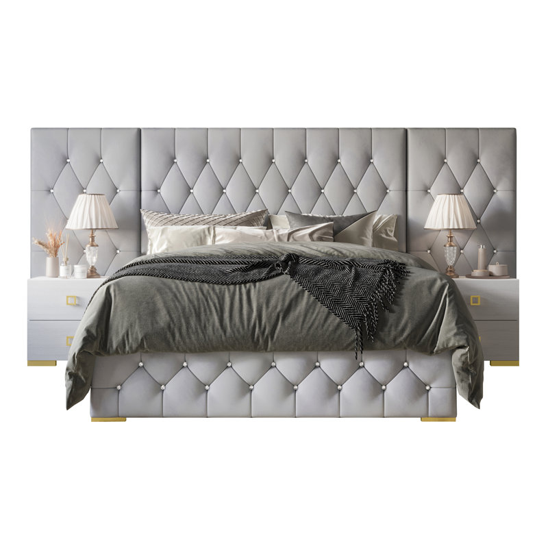 Titian 3 Pieces Bedroom Set, Silver Gray, King
