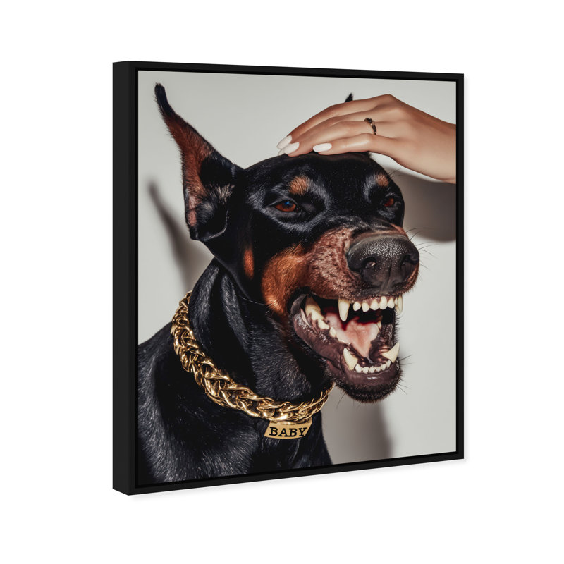 Baby Doberman Print by Oliver Gal, 46" H x 37" W, Black Floater Frame