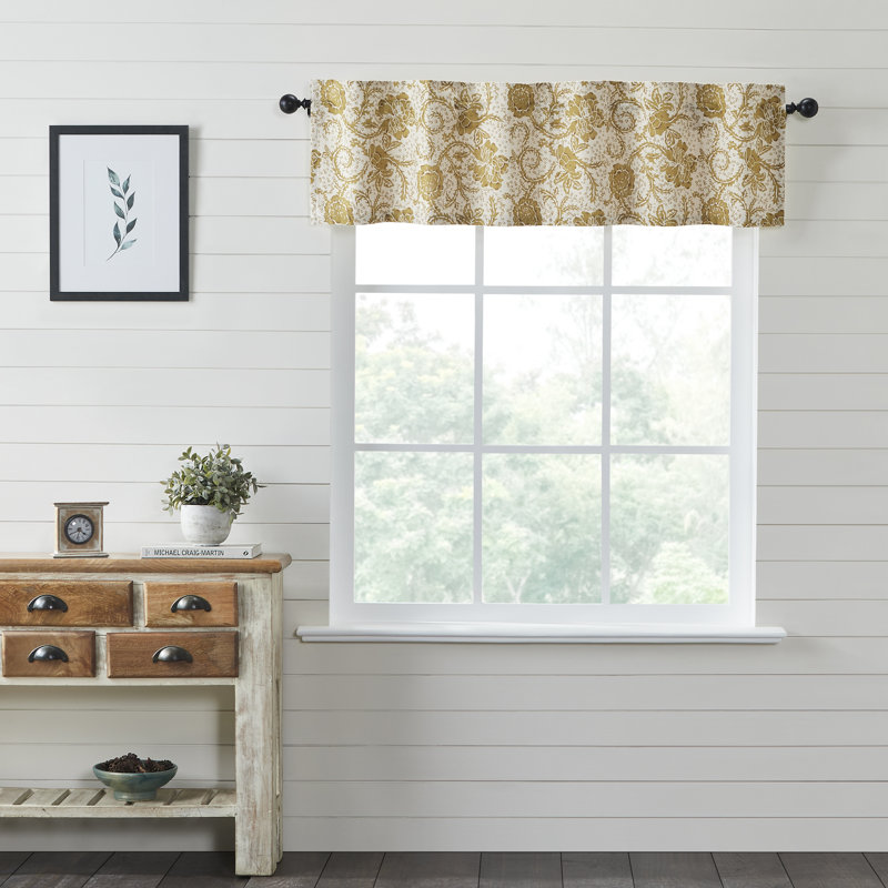 Cotton Floral Tailored Window Valance, 16" H x 60" W