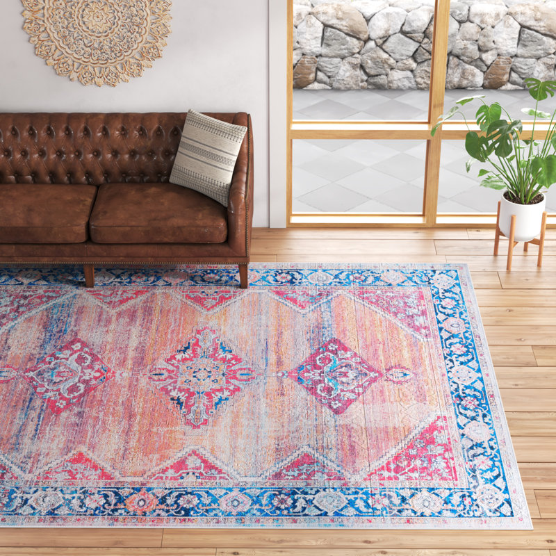 Tapis oriental rouille / bleu marine Kingsford, Rectangle 4 pi x 6 pi