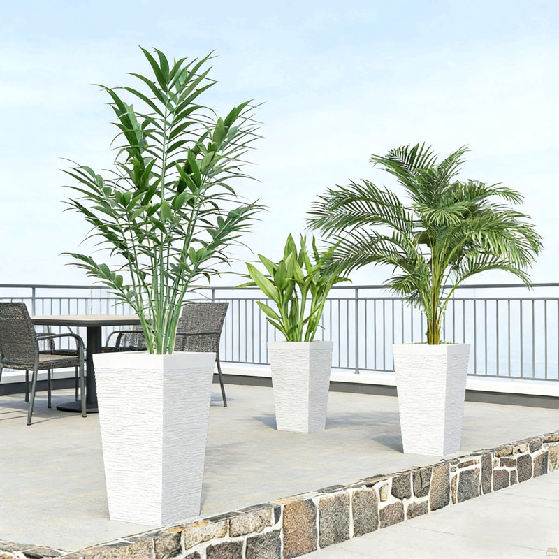 Jardinières empilables, ensemble de 3 jardinières d'extérieur, Blanc