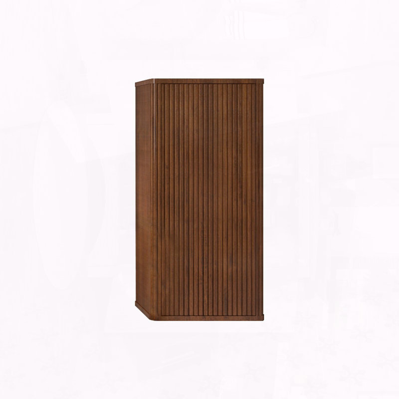 Etna Floating Side Cabinet – Striped Walnut with Push-Open Door
