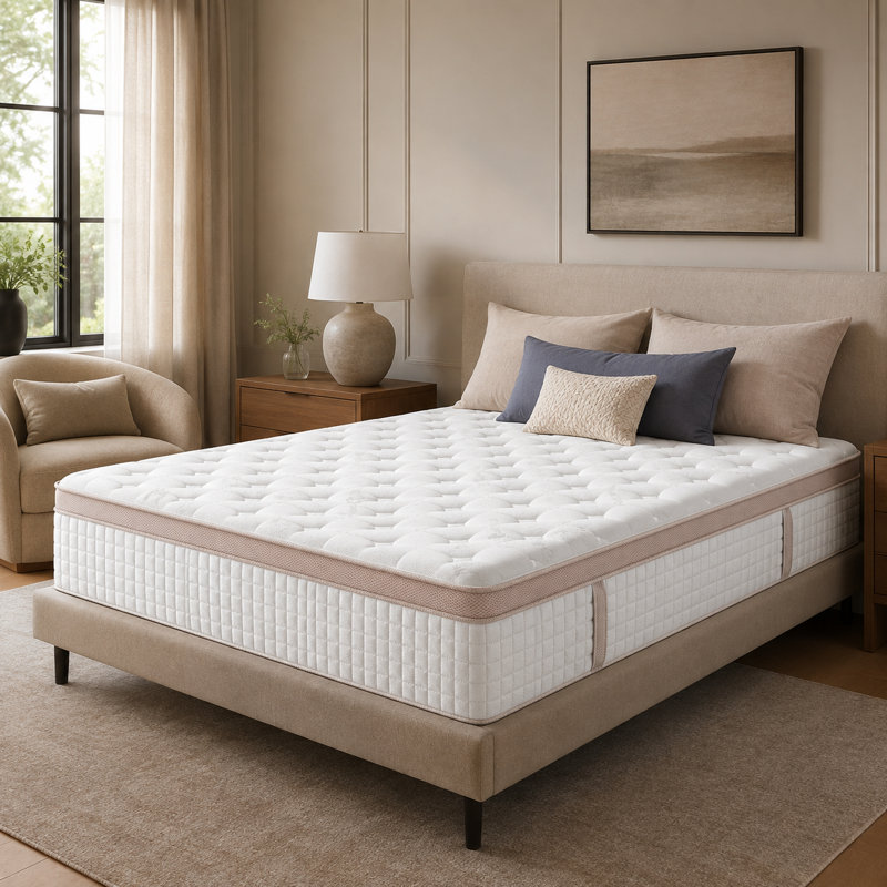 Matelas hybride ferme de 12 pouces LUMERIS - Mousse à mémoire de forme gélifiée et ressorts ensachés - Soulagement de la pression, isolement du mouvement et soutien au froid