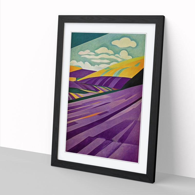 Lavender Field Abstract - Picture Frame Print, 64cm H x 46cm W x 2cm D, Black