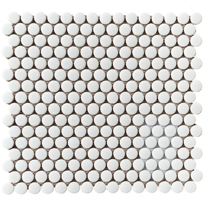 Penny Round White 12.4-in x 11-1/2 Matte Glazed Porcelain Mosaic Floor and Wall Tile(1-sq. ft/ Piece)