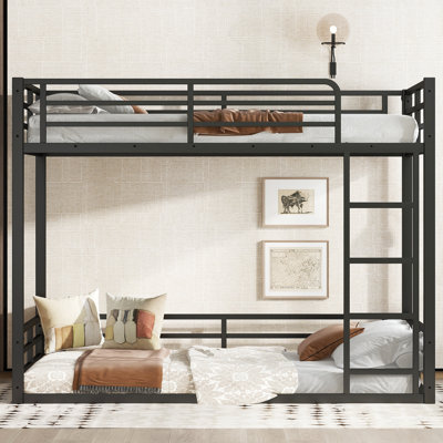 Lit superposé en métal noir - Structure de lit très robuste, à bruit réduit pour les enfants, les adolescents et les adultes