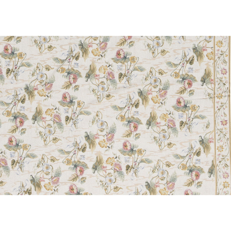 Hand-Knotted High-Quality Ivory Area Rug