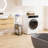 Black 4-Tier Free Standing Toilet Paper Holder Stand With Large Basket