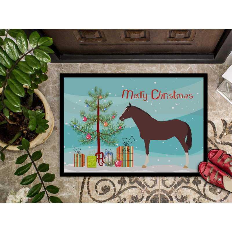Barbara Non-Slip Christmas Outdoor Doormat, Rectangle 1'6 x 2'3"