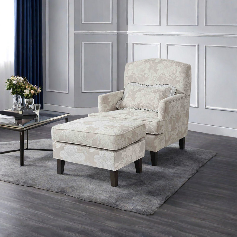 Méridienne moderne et confortable en éponge résiliente, Beige / chenille rose