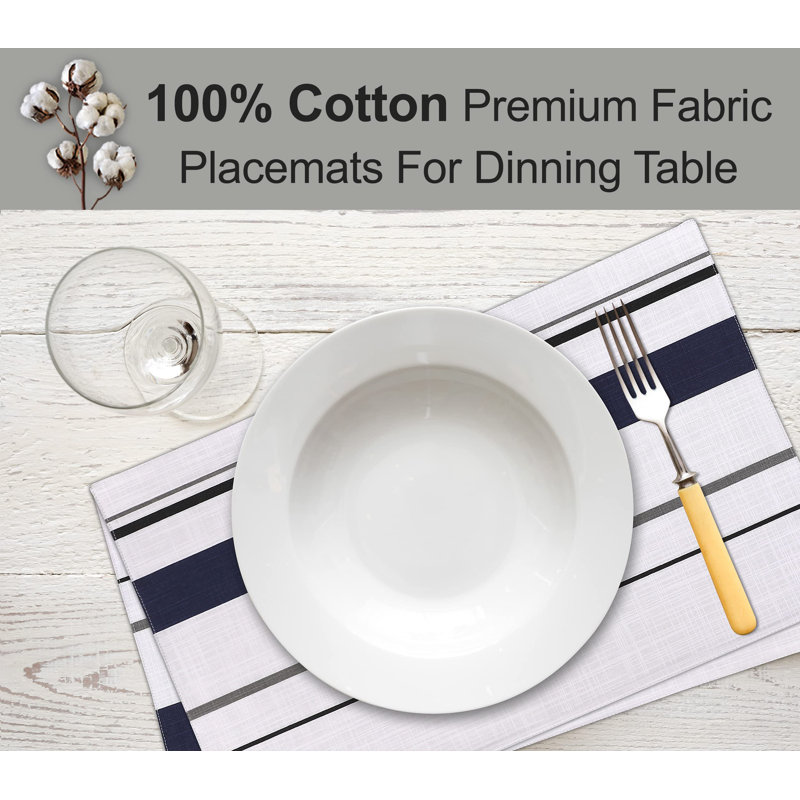 Dining Table Rectangle Placemats 100% Cotton Multi Pattern 13x19 Inches (Set of 6)