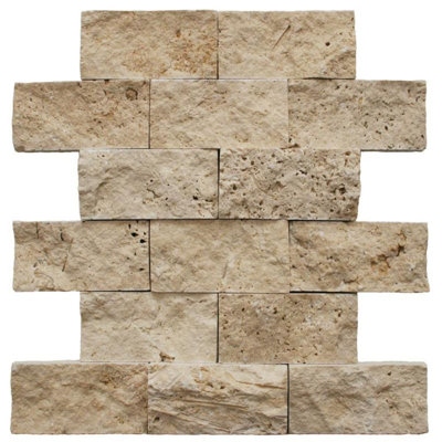 2" x 4" Travertine Brick Joint Mosaic Wall & Floor Tile