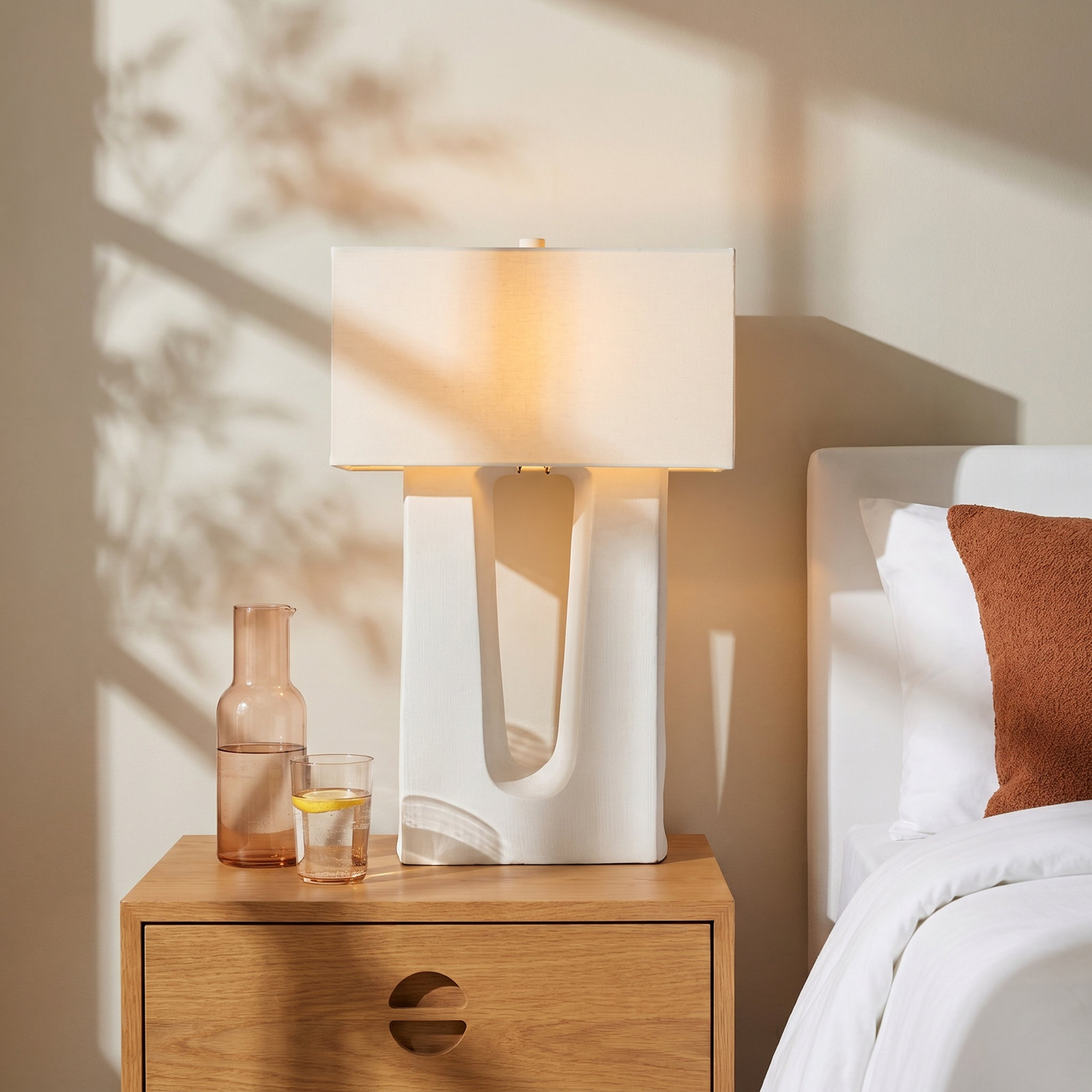 Deena Ceramic Table Lamp, Matte White Porcelain Ceramic