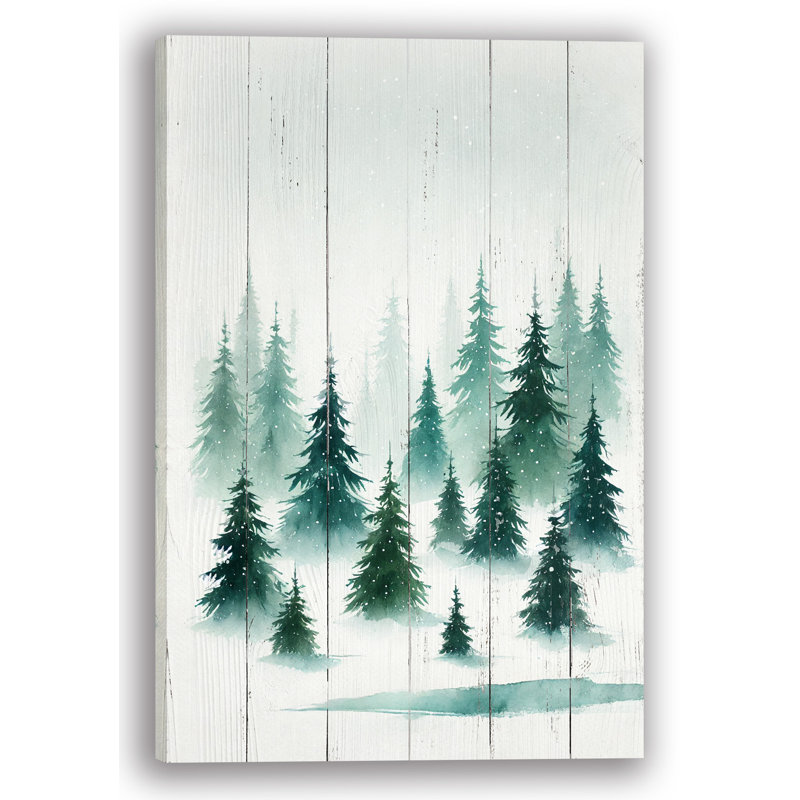 «Whispering Pines - Snowy Forest Scene», art sur toile, H 24 po x l 16 po x P 1,5 po