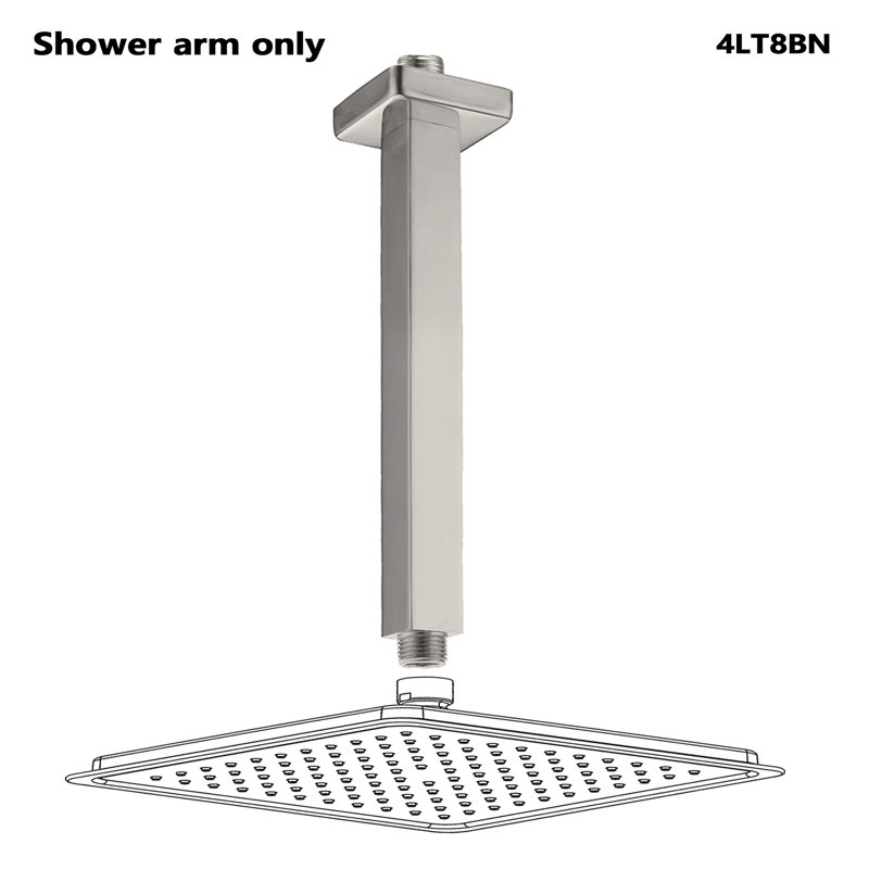 8" Metal Square Shower Arm, Brushed Nickel