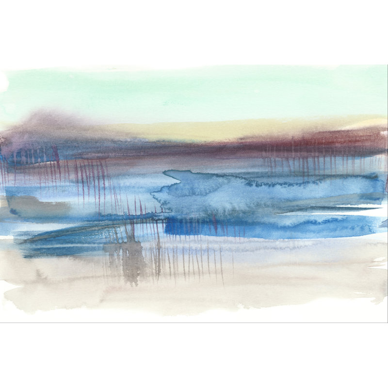 Burgundy Horizon I 1 Piece Painting on Canvas, 81 cm H x 122 cm W, Black Floater Framed