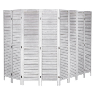 Wood Room Divider, 8 Panel Wood Folding Privacy Screen, 66.9 Inches Tall Indoor Louvered Wooden Partition, Portable Decoration Screen, for Room Separation, Home, Office, Restaurant & Bedroom