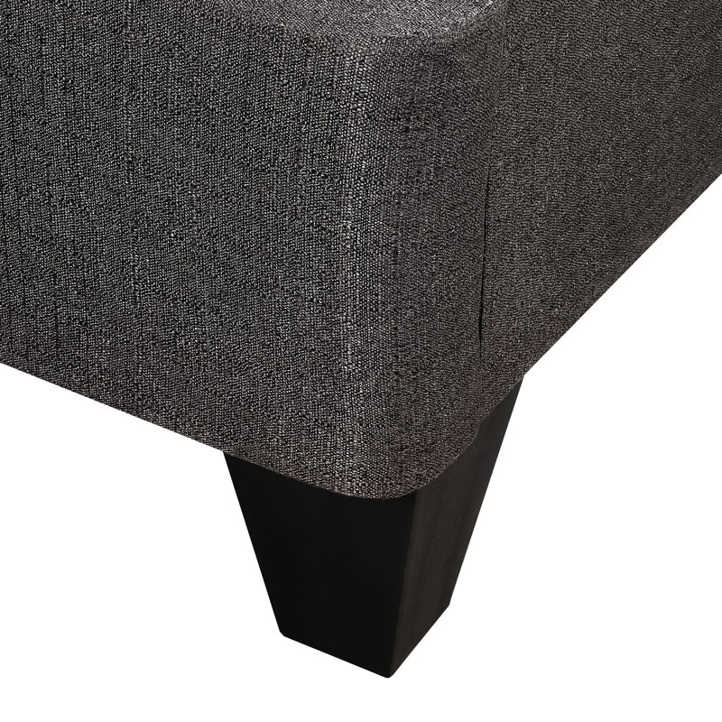 Très grande base de lit très grand, revêtement gris foncé, structure en bois, très grand rembourrage contemporain facile à assembler, simple requis