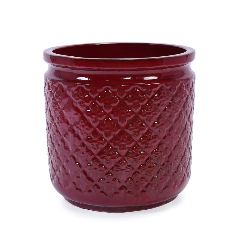 Pots de fleurs en céramique rouge Modern Baste Paste pour espaces extérieurs et intérieurs - Givre - Trou de drainage 3 sans assemblage
