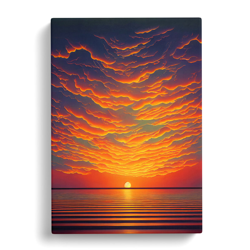 XV1022-3410X Passionate Ocean Sunset - Print, No Matte, 60cm H x 40cm W, Wrapped Canvas