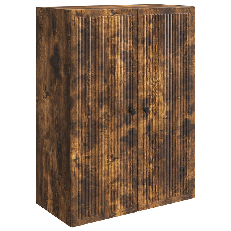  Wall-Mounted Cabinet Engineered Wood Storage Living Room Space-Saving, Smoked Oak