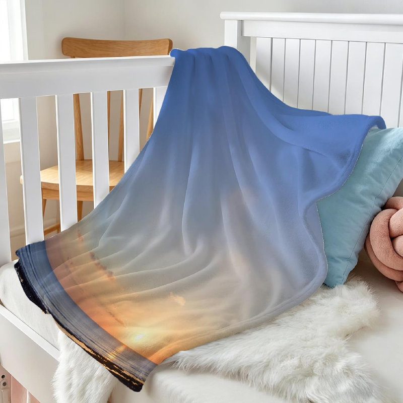 Jeté en flanelle bleue ultra douce en molleton, superbe image d'un imprimé uni, Jeté 30 po x 40 po