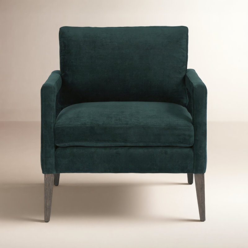 Yann Upholstered Armchair, Emerald Worn Velvet