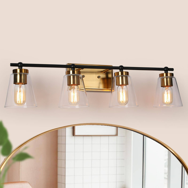 4-Light Dimmable Modern Bathroom Vanity Light, 8" H x 29" W x 6.5" D, 4 Lights