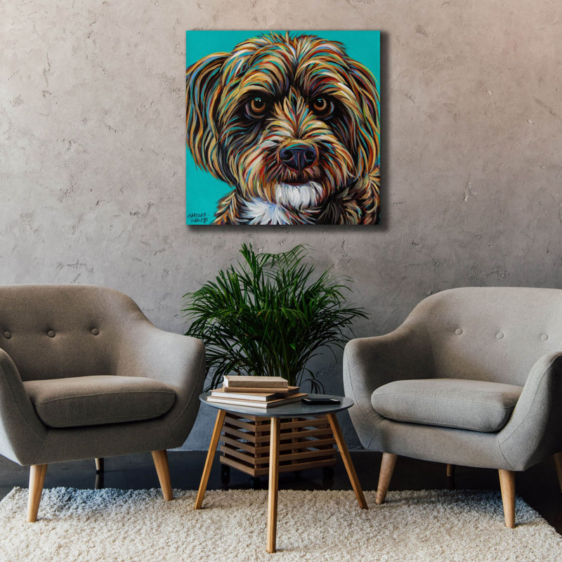 «Blue Doodle Brother 1» par Carolee Vitaletti, art mural sur toile, H 37 po x l 37 po x P 1,5 po