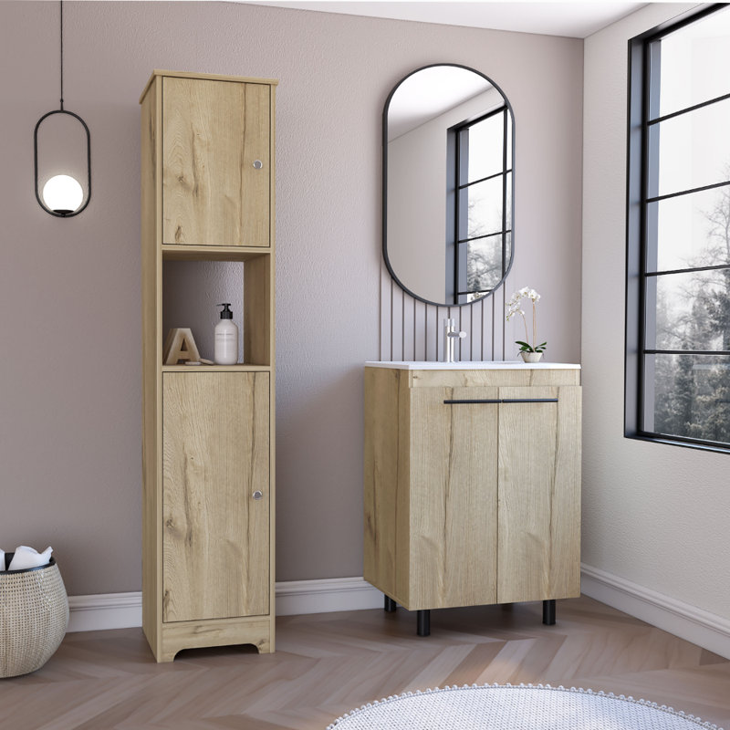Ensemble de salle de bain 2 pièces Hartford, armoire à linge + meuble-lavabo