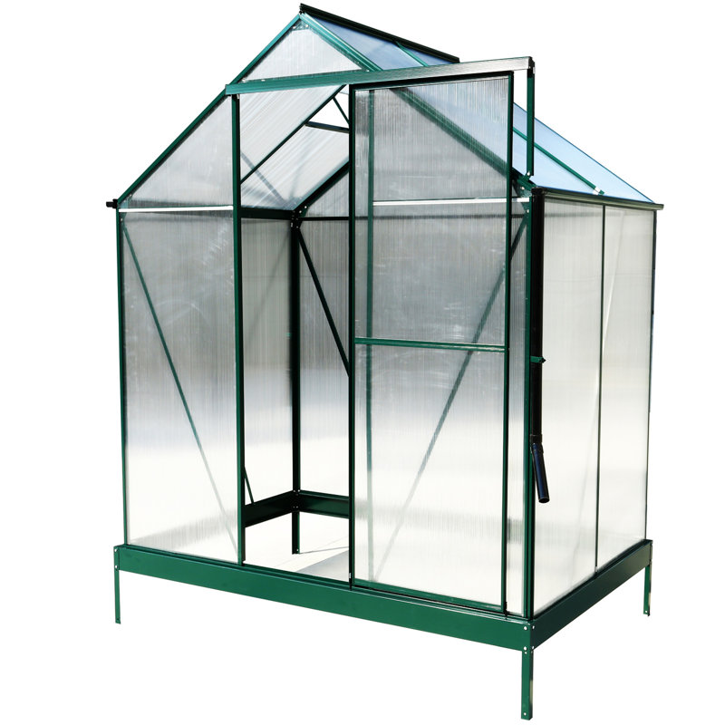 6.3'*4.2'*7' Polycarbonate Greenhouse, Green, 8' H x 6.3' W x 4.2' D