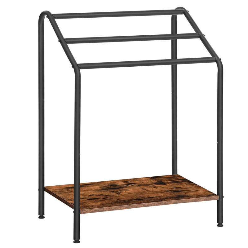 Rustic Brown and Black Freestanding 3-Tier Towel Rack