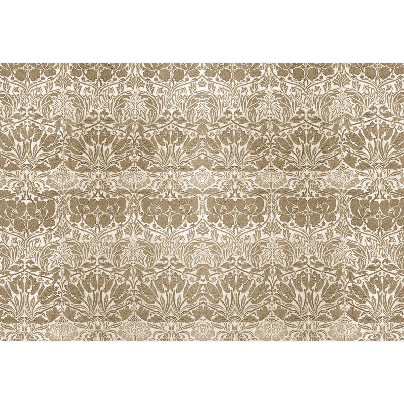 Élégant motif floral brun complexe, L 132 po x l 192 po