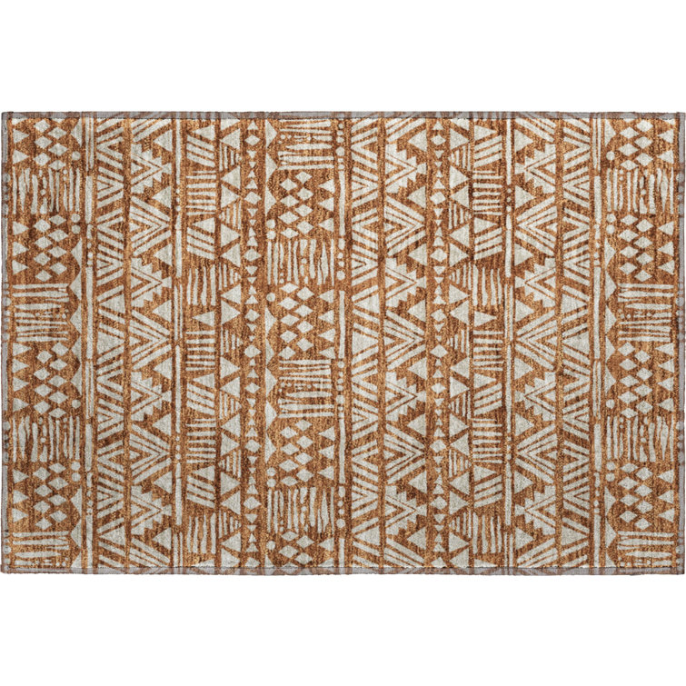 Premium Machine Washable Prisco Terracotta Rug