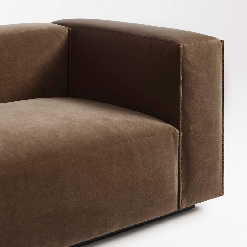 Grand canapé modulaire Cleon, Face à la droite, Mélange de polyester café velours