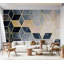 Murale abstraite pelez et collez - Motif géométrique bleu-945961951