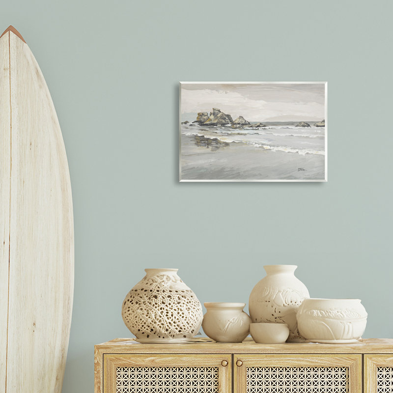 «Coastal Rocks on Reflective Shore», art mural par patricia pino, H 13 po x l 19 po